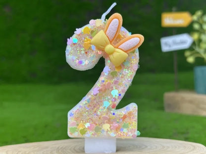 Digital Birthday Candles Cake Party Decoration Birthday Wax DIY Cute Ear Gift Bow Yellow Boy and Girl Number Cute
