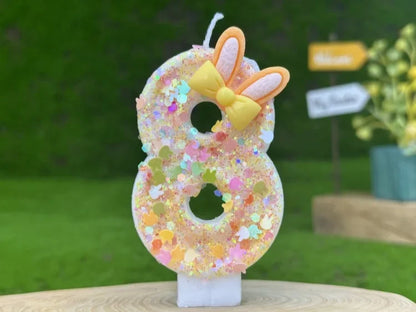 Digital Birthday Candles Cake Party Decoration Birthday Wax DIY Cute Ear Gift Bow Yellow Boy and Girl Number Cute