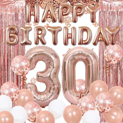 18 21 30 40 50 Rain Glitter Paper Confetti Rose Gold Happy Birthday Balloon Integrated Human Gift Party Decoration