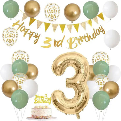 Happy Birthday Balloons Set Kids Adult Years Old Banner Birth Garland Glitter Latex Balloon Paper Cake Topper Decor Party Supply