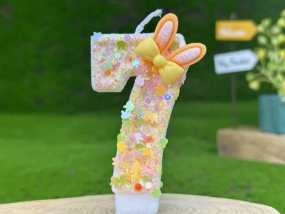 Digital Birthday Candles Cake Party Decoration Birthday Wax DIY Cute Ear Gift Bow Yellow Boy and Girl Number Cute