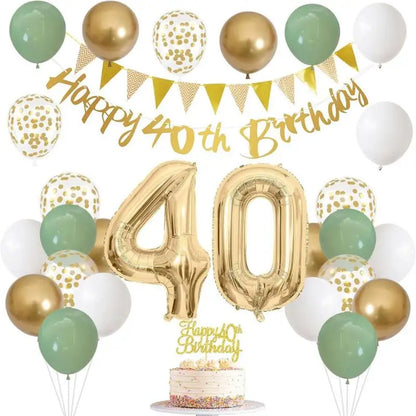 Happy Birthday Balloons Set Kids Adult Years Old Banner Birth Garland Glitter Latex Balloon Paper Cake Topper Decor Party Supply