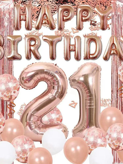 18 21 30 40 50 Rain Glitter Paper Confetti Rose Gold Happy Birthday Balloon Integrated Human Gift Party Decoration