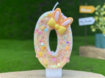 Digital Birthday Candles Cake Party Decoration Birthday Wax DIY Cute Ear Gift Bow Yellow Boy and Girl Number Cute