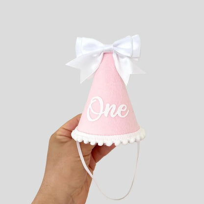 Children's birthday hat, party outfit headwear, felt bow hat, baby's 1st birthday hat, photo props，birthday decoration
