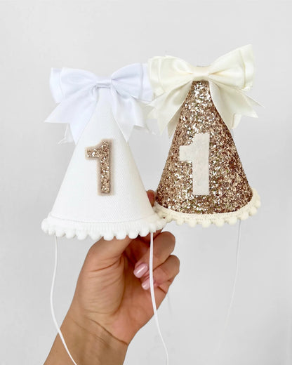Children's birthday hat, party outfit headwear, felt bow hat, baby's 1st birthday hat, photo props，birthday decoration
