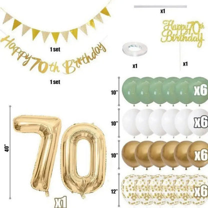 Happy Birthday Balloons Set Kids Adult Years Old Banner Birth Garland Glitter Latex Balloon Paper Cake Topper Decor Party Supply