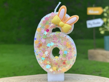 Digital Birthday Candles Cake Party Decoration Birthday Wax DIY Cute Ear Gift Bow Yellow Boy and Girl Number Cute