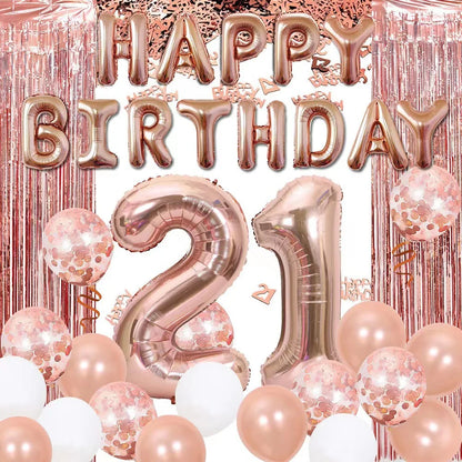 18 21 30 40 50 Rain Glitter Paper Confetti Rose Gold Happy Birthday Balloon Integrated Human Gift Party Decoration