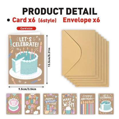 12 Fun Birthday Greeting Cards with Envelopes, -Heartfelt Thank You Cards for Birthdays, Mother's Day, Teacher's Day