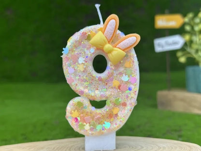 Digital Birthday Candles Cake Party Decoration Birthday Wax DIY Cute Ear Gift Bow Yellow Boy and Girl Number Cute