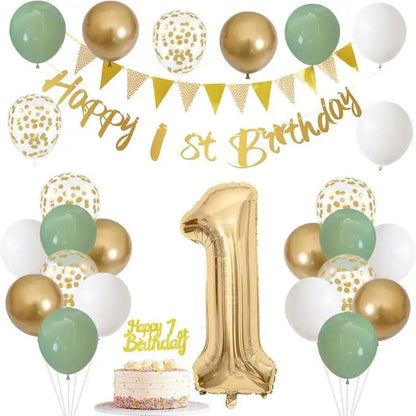 Happy Birthday Balloons Set Kids Adult Years Old Banner Birth Garland Glitter Latex Balloon Paper Cake Topper Decor Party Supply