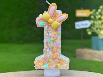 Digital Birthday Candles Cake Party Decoration Birthday Wax DIY Cute Ear Gift Bow Yellow Boy and Girl Number Cute