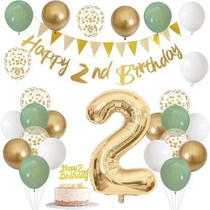 Happy Birthday Balloons Set Kids Adult Years Old Banner Birth Garland Glitter Latex Balloon Paper Cake Topper Decor Party Supply