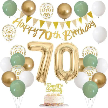 Happy Birthday Balloons Set Kids Adult Years Old Banner Birth Garland Glitter Latex Balloon Paper Cake Topper Decor Party Supply