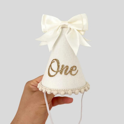 Children's birthday hat, party outfit headwear, felt bow hat, baby's 1st birthday hat, photo props，birthday decoration